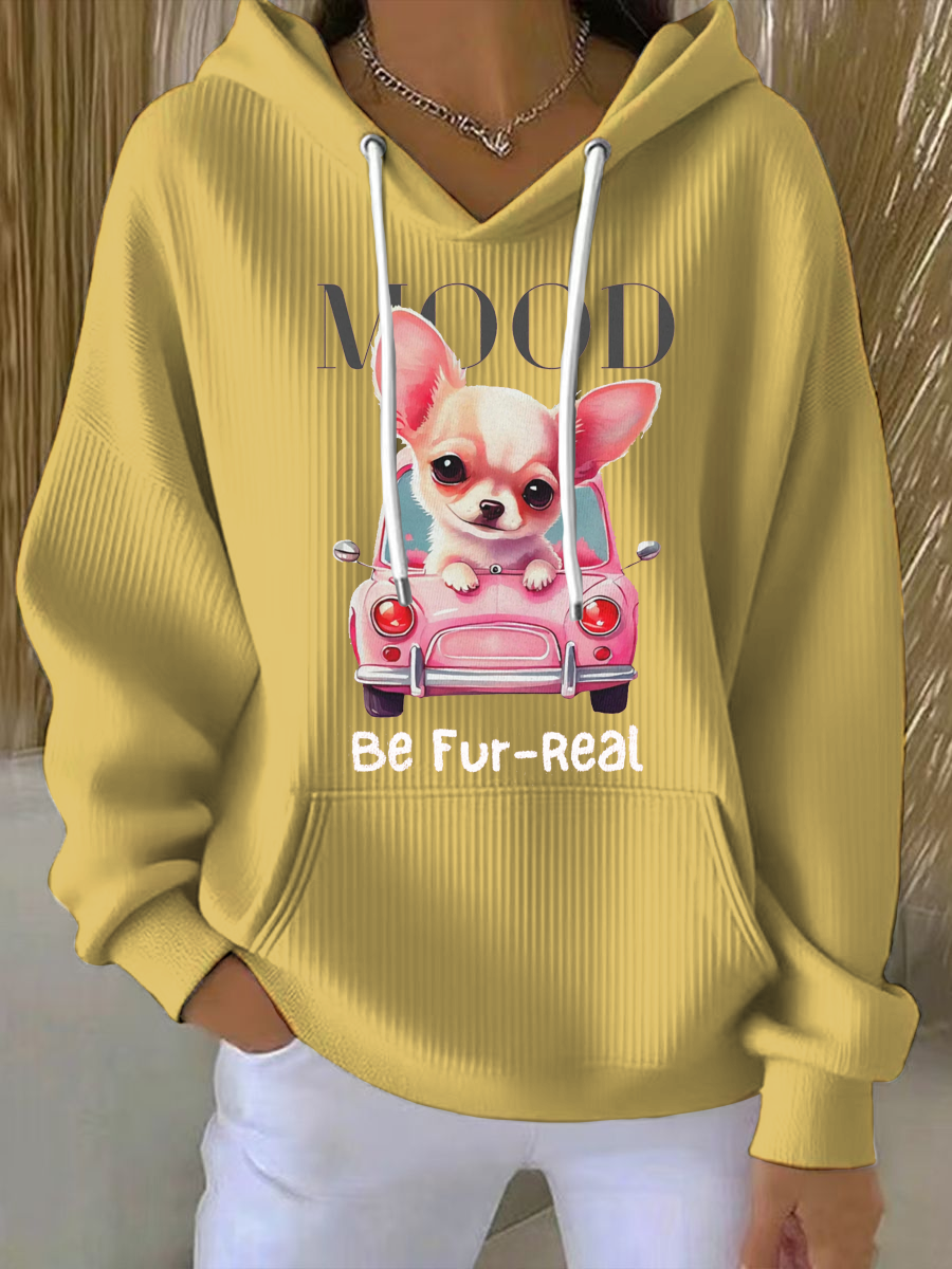 Sweat à capuche imprimé Chihuahua pour femme