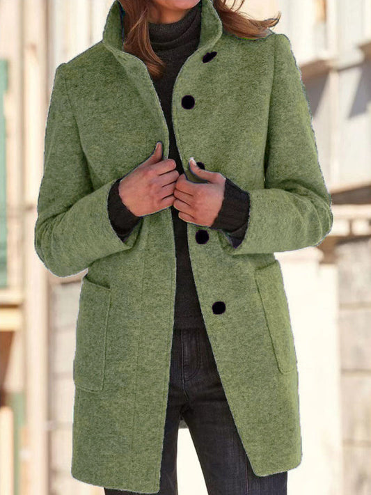 Manteau mi-long à col montant pour femme