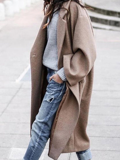 Manteau en laine mi-long décontracté à la mode pour femmes
