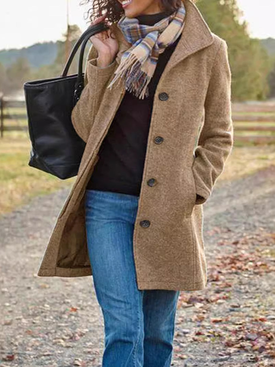 Manteau en laine mi-long chaud pour femmes