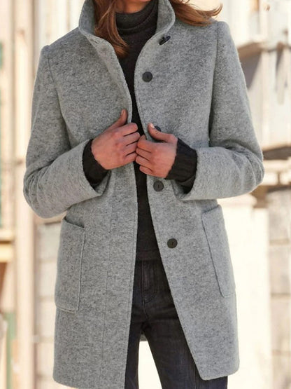 Manteau mi-long à col montant pour femme