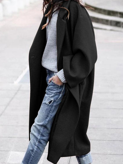 Manteau en laine mi-long décontracté à la mode pour femmes