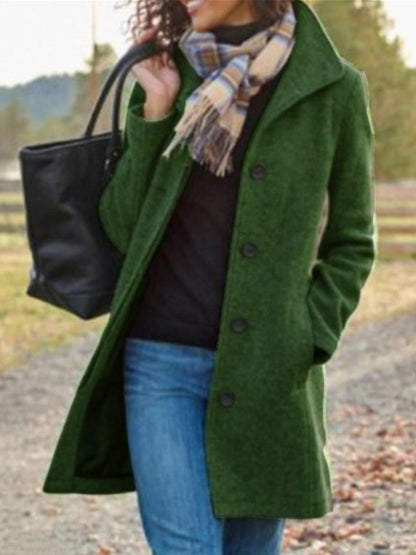 Manteau en laine mi-long chaud pour femmes