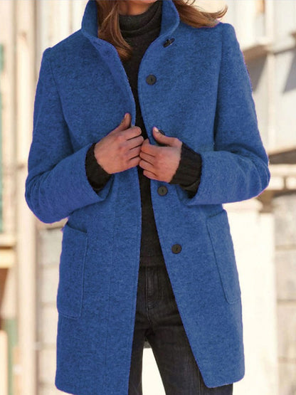 Manteau mi-long à col montant pour femme