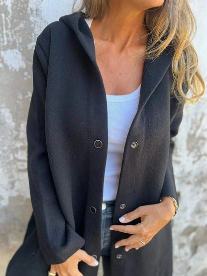 Manteau mi-long décontracté de couleur unie pour femmes