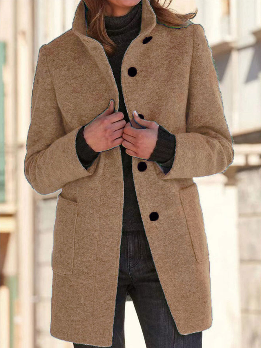 Manteau mi-long à col montant pour femme