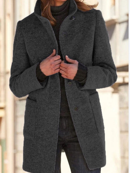 Manteau mi-long à col montant pour femme