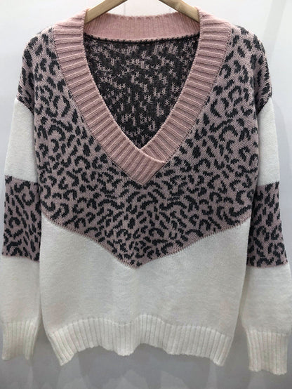 Pull décontracté en tricot léopard pour femmes