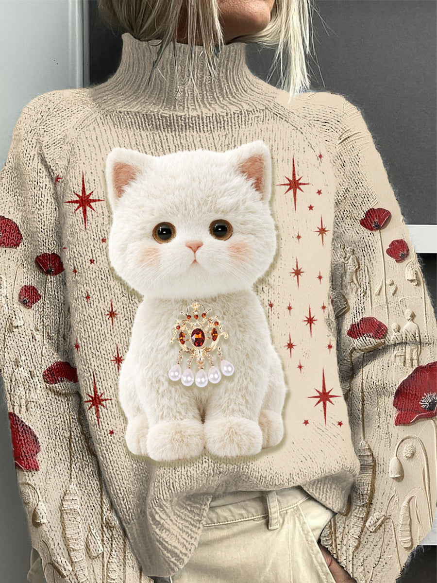 Pull Décontracté Chaton Mignon Femme