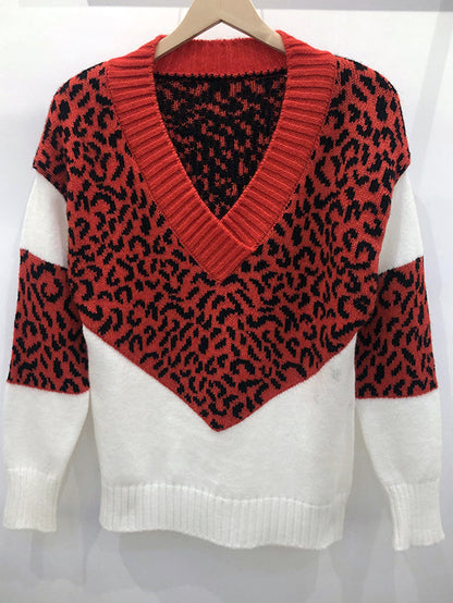 Pull décontracté en tricot léopard pour femmes