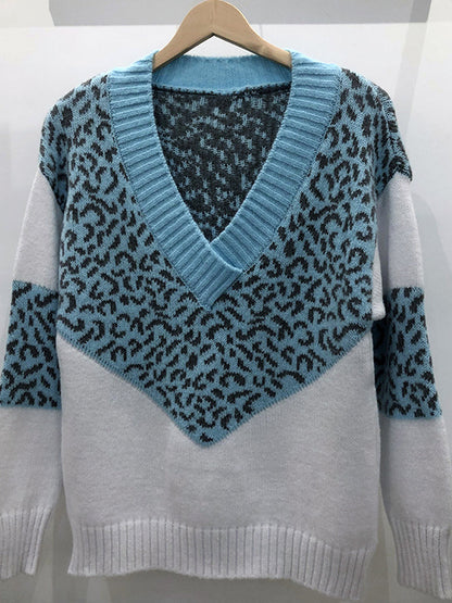 Pull décontracté en tricot léopard pour femmes