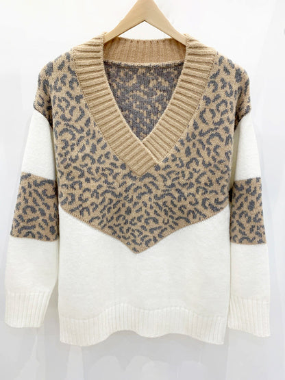 Pull décontracté en tricot léopard pour femmes