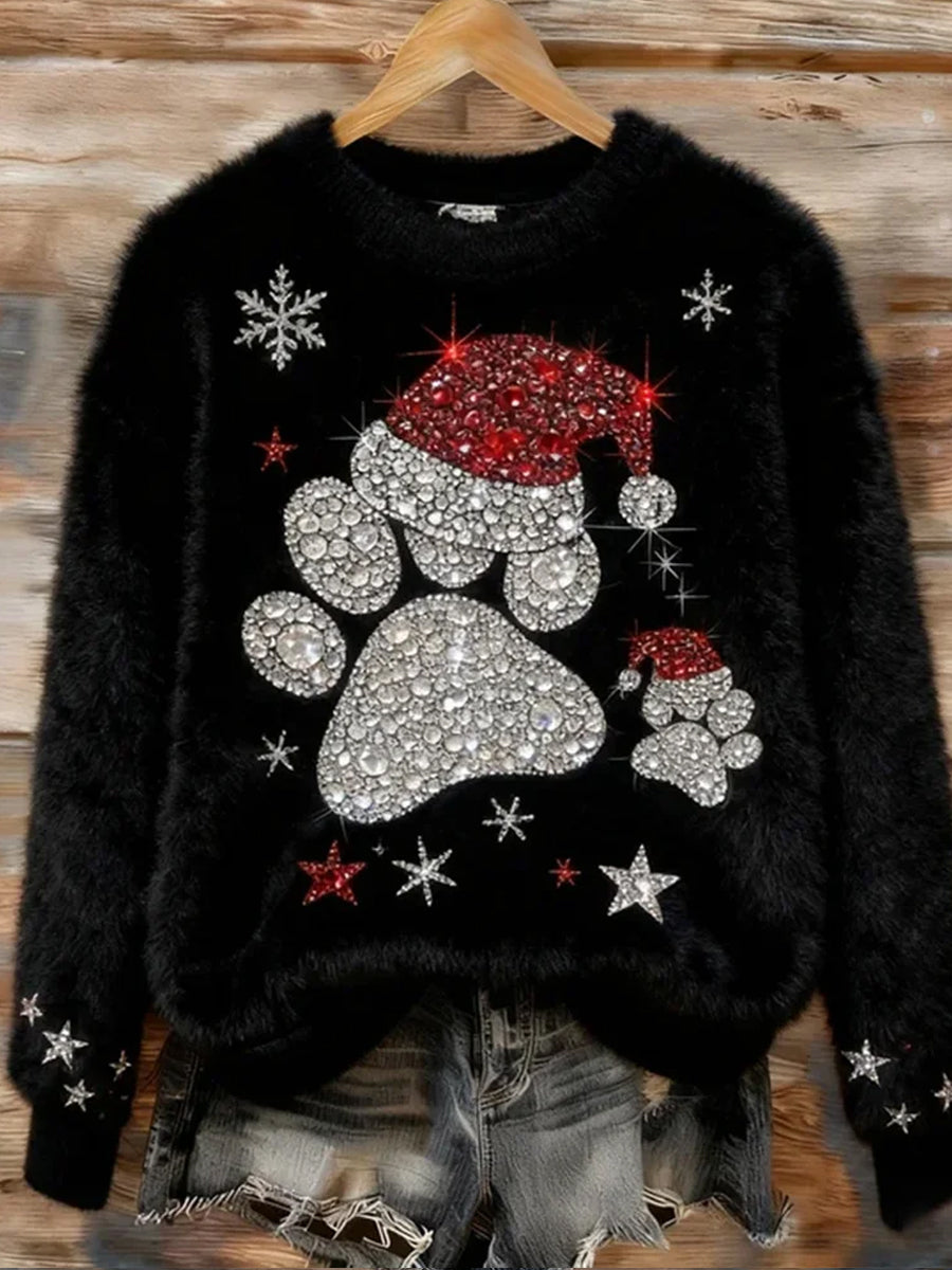 Haut en flanelle décontracté imprimé animal de Noël rétro pour femmes