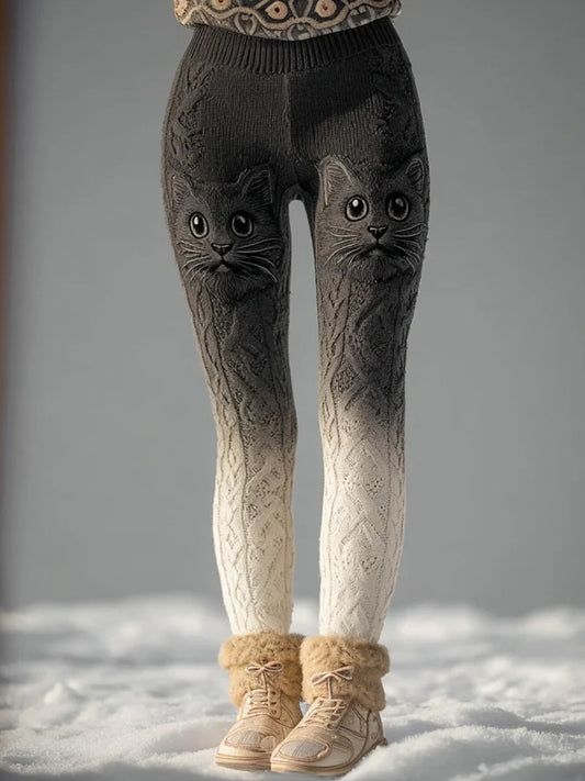 Leggings confortables rétro imprimé Art animal pour femmes
