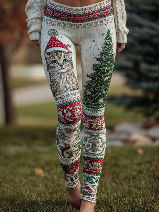 Leggings confortables rétro imprimé Art animal pour femmes