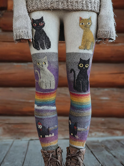Leggings confortables rétro imprimé Art animal pour femmes