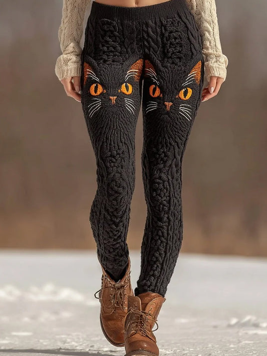 Leggings confortables rétro imprimé Art animal pour femmes
