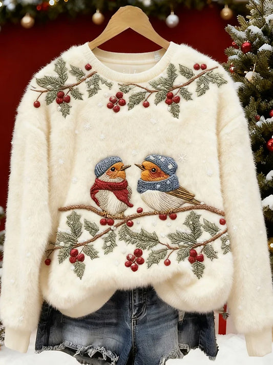 Haut en flanelle décontracté à imprimé animal de Noël rétro pour femmes