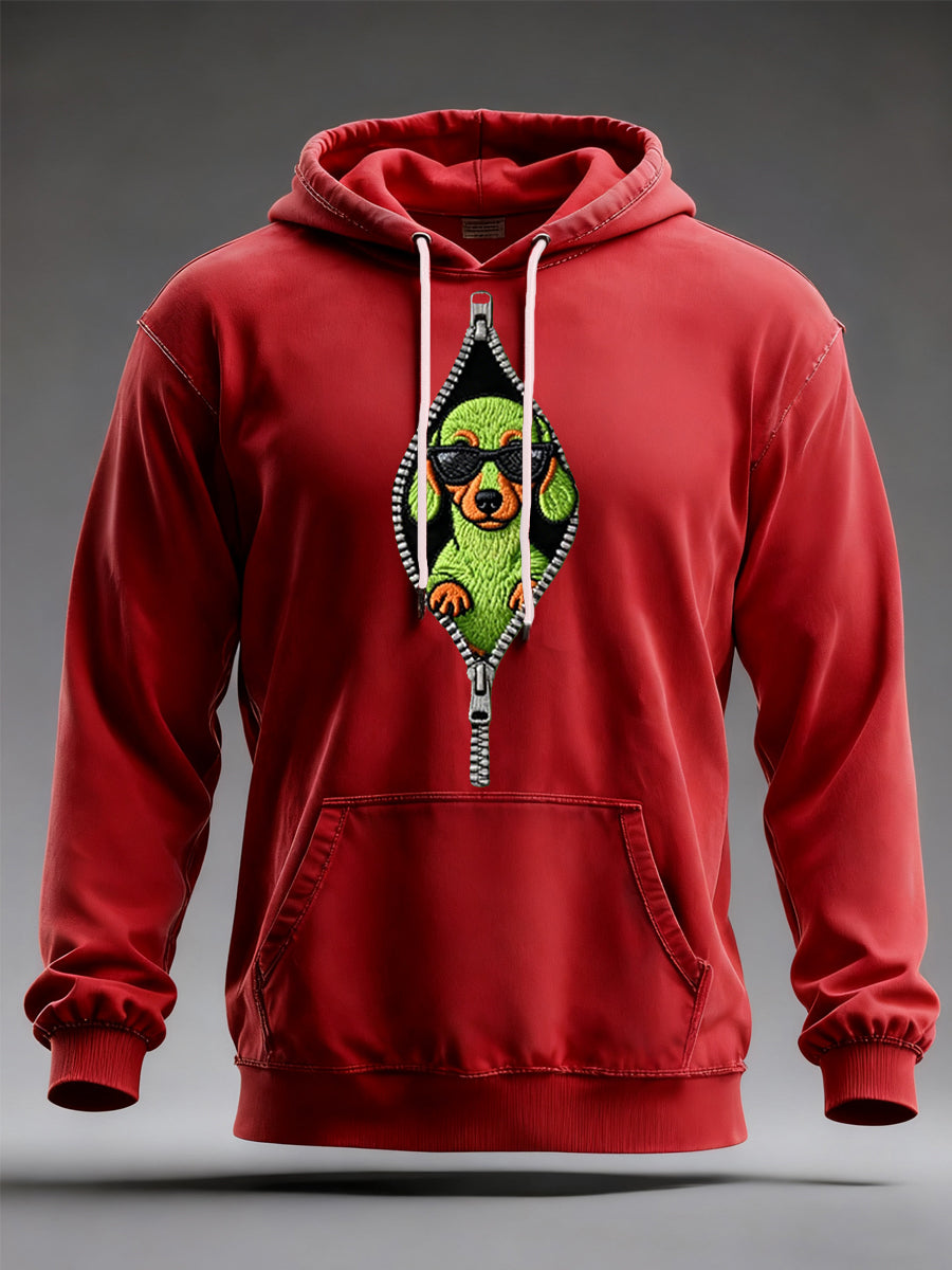 Funny Christmas Grinch Teckel Imprimer Sweat à capuche décontracté pour hommes