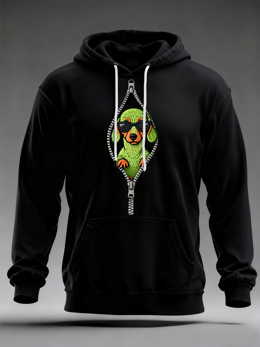 Funny Christmas Grinch Teckel Imprimer Sweat à capuche décontracté pour hommes