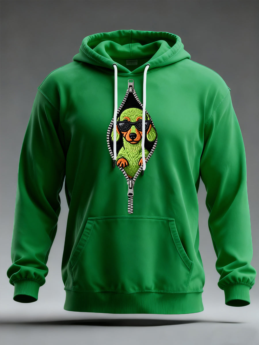 Funny Christmas Grinch Teckel Imprimer Sweat à capuche décontracté pour hommes