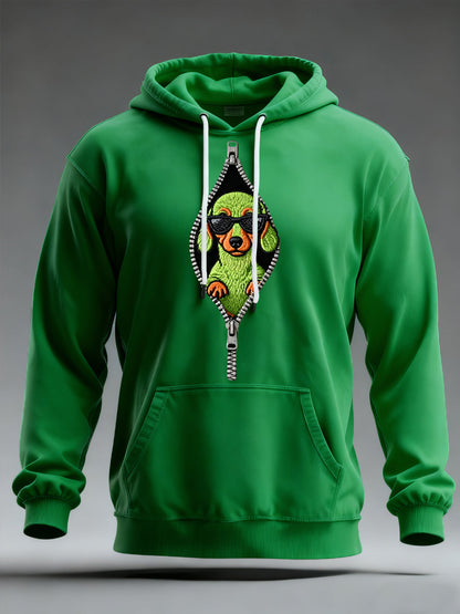 Funny Christmas Grinch Teckel Imprimer Sweat à capuche décontracté pour hommes