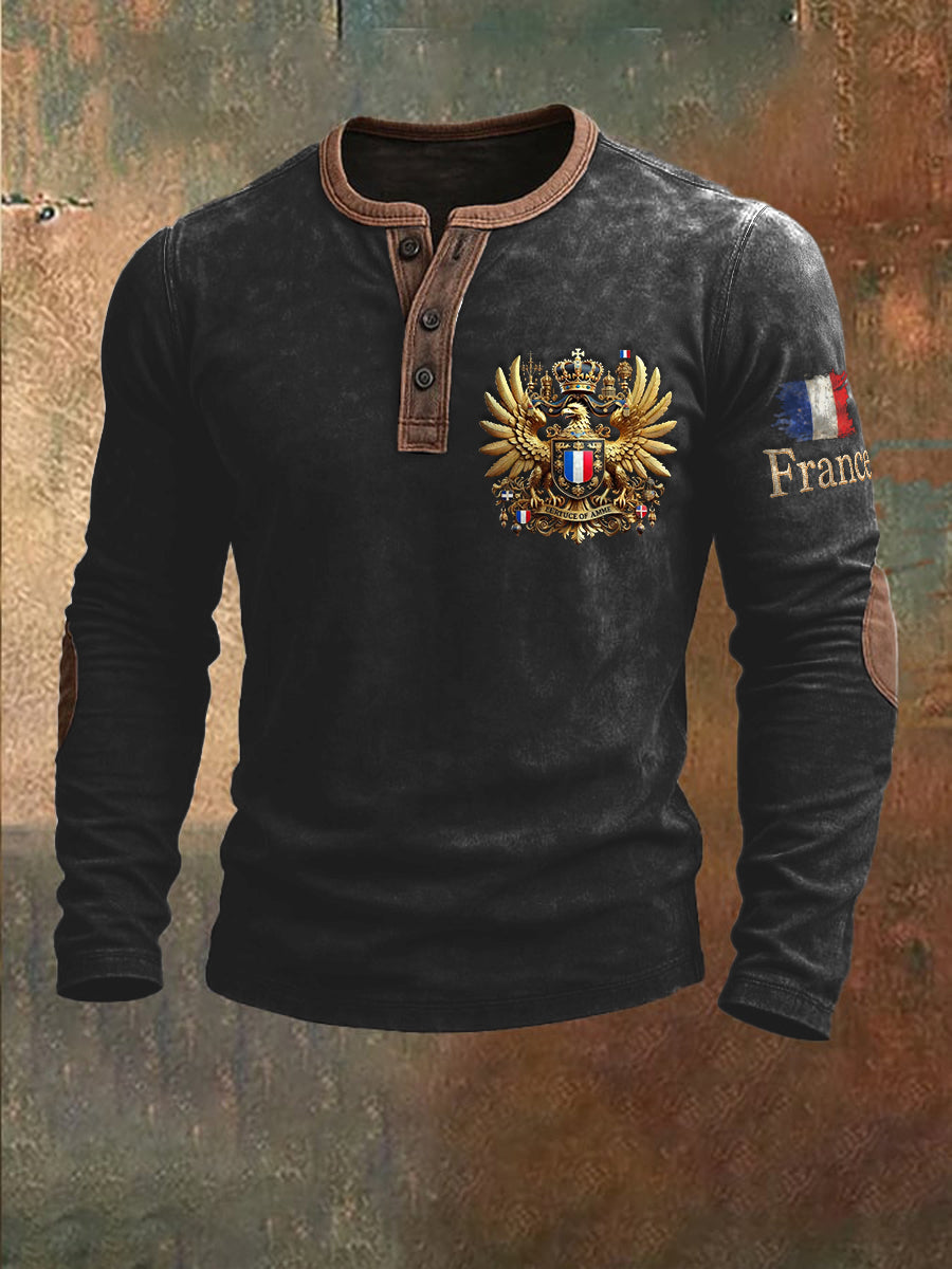 Chemise à manches longues Vintage French Flag Homme