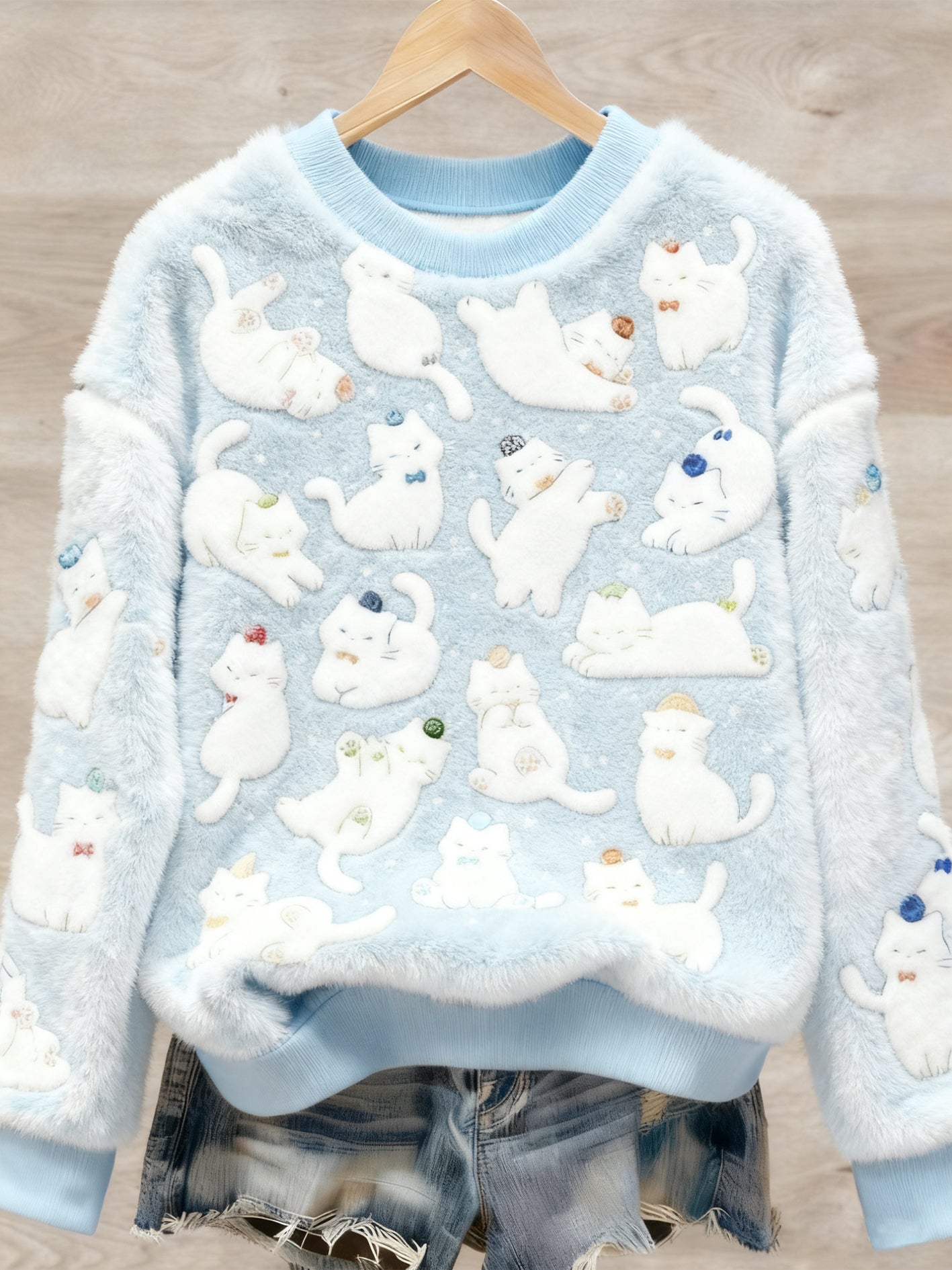 Pull en flanelle à imprimé animal mignon pour femmes