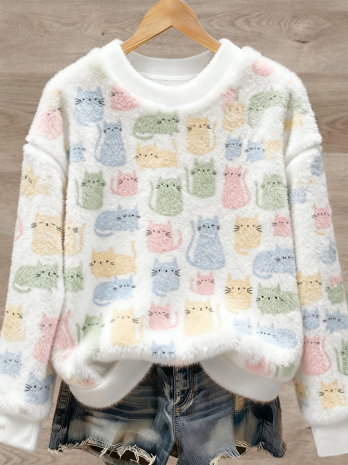 Pull en flanelle à imprimé animal mignon pour femmes