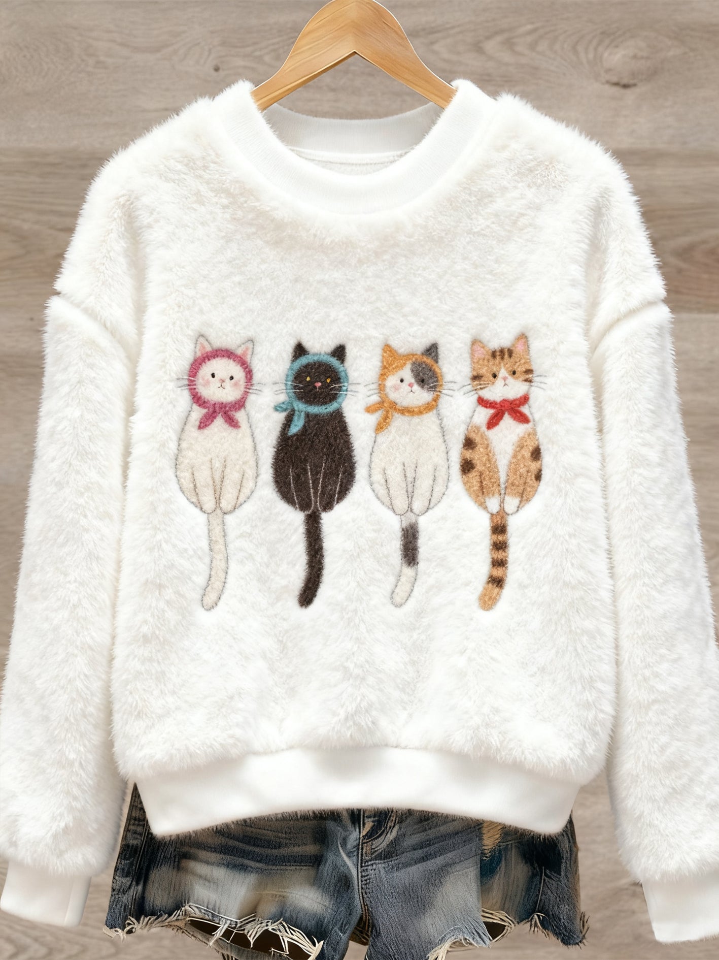 Pull en flanelle à imprimé animal mignon pour femmes