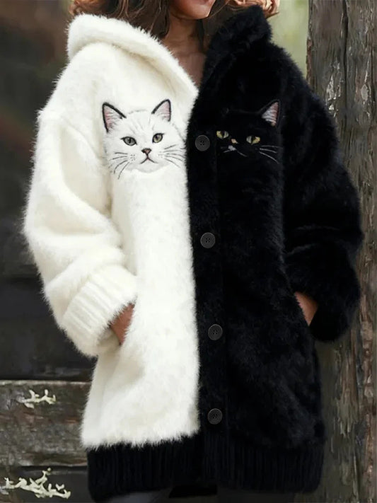 Manteaux Flannel Cats Print Femme