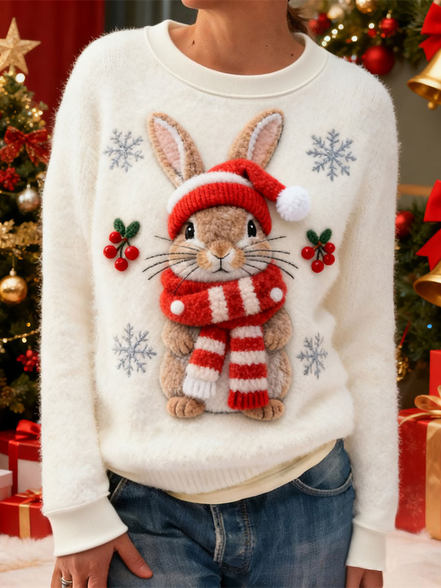 Sweat à capuche en flanelle de lapin flocon de neige pour femmes