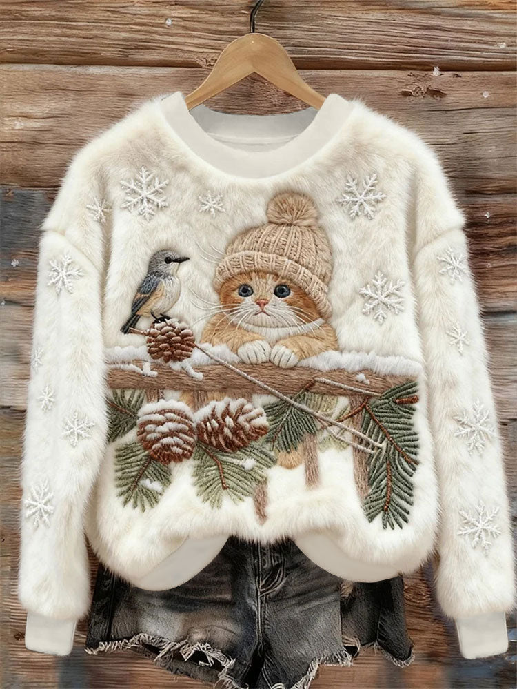 Top décontracté à imprimé chat pour femmes