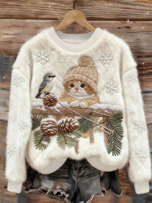 Top décontracté à imprimé chat pour femmes