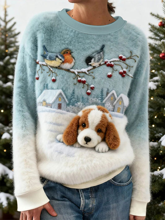 Haut décontracté à imprimé chien pour femmes