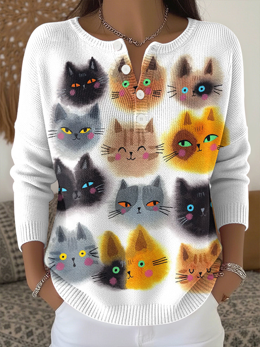 Haut en tricot à imprimé animal mignon pour femmes