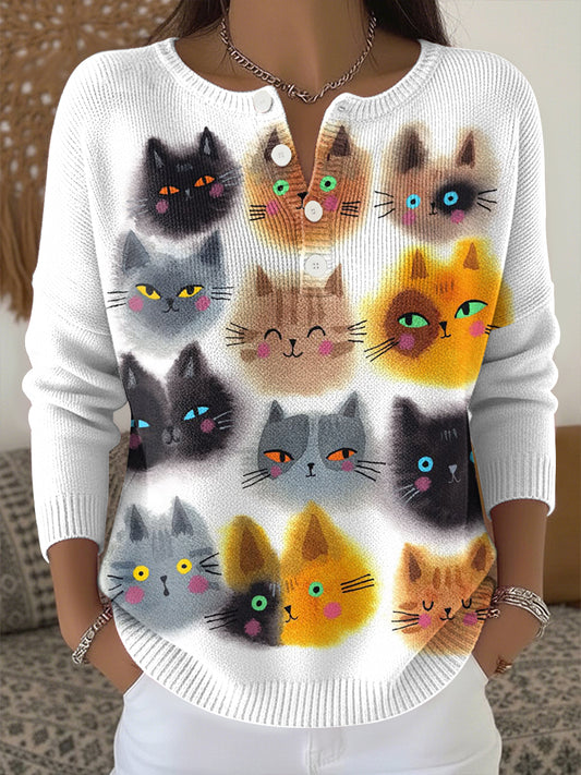 Haut en tricot à imprimé animal mignon pour femmes