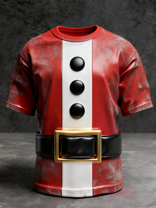 Fun Noël Santa Ceinture T-shirt décontracté