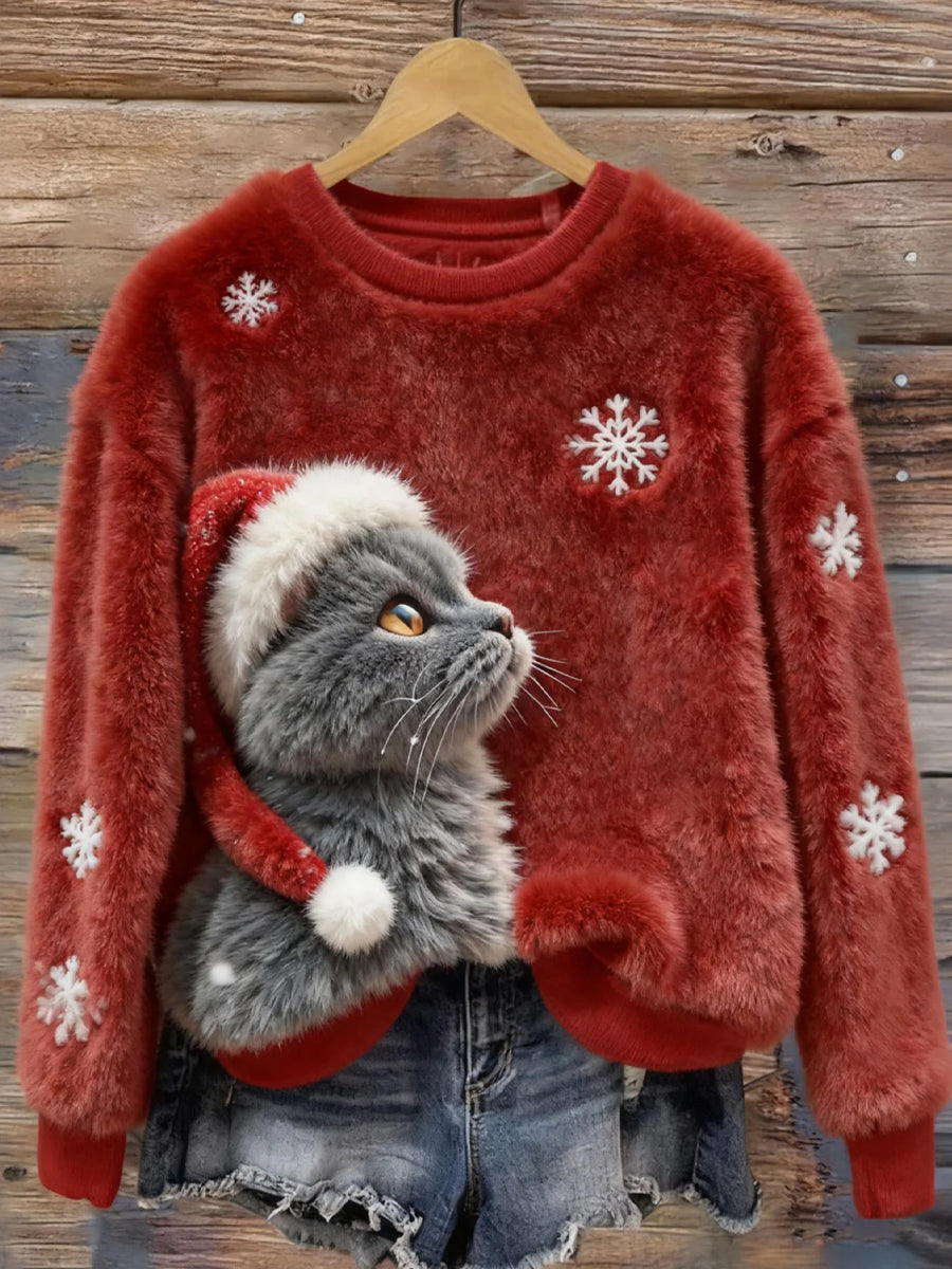 Rétro Animal Art Print confortable Flanelle Sweatshirt des femmes