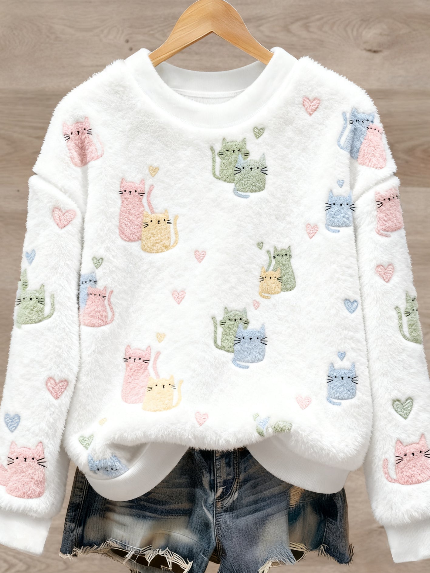 Pull en flanelle à imprimé animal mignon pour femmes
