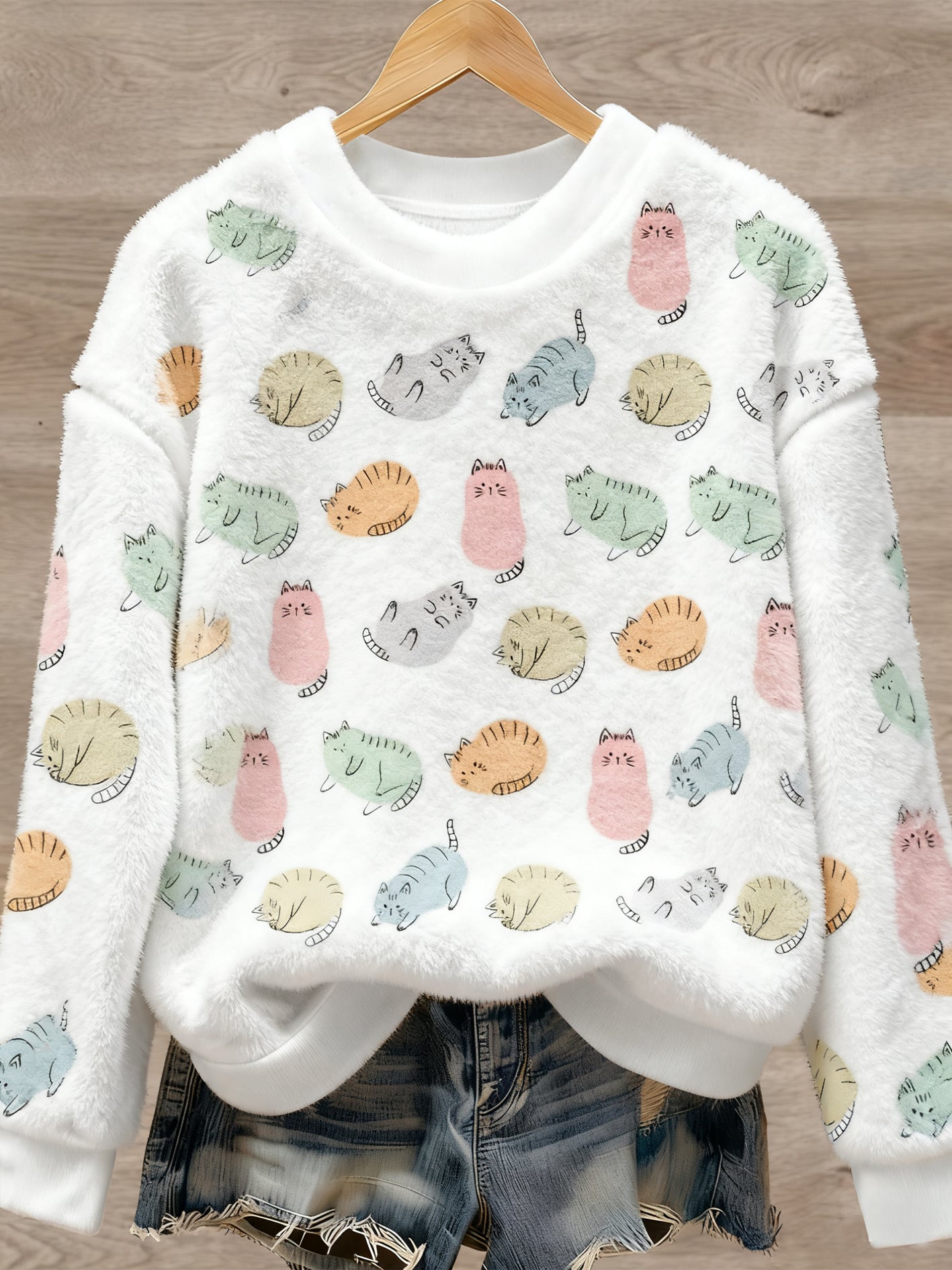 Pull en flanelle à imprimé animal mignon pour femmes