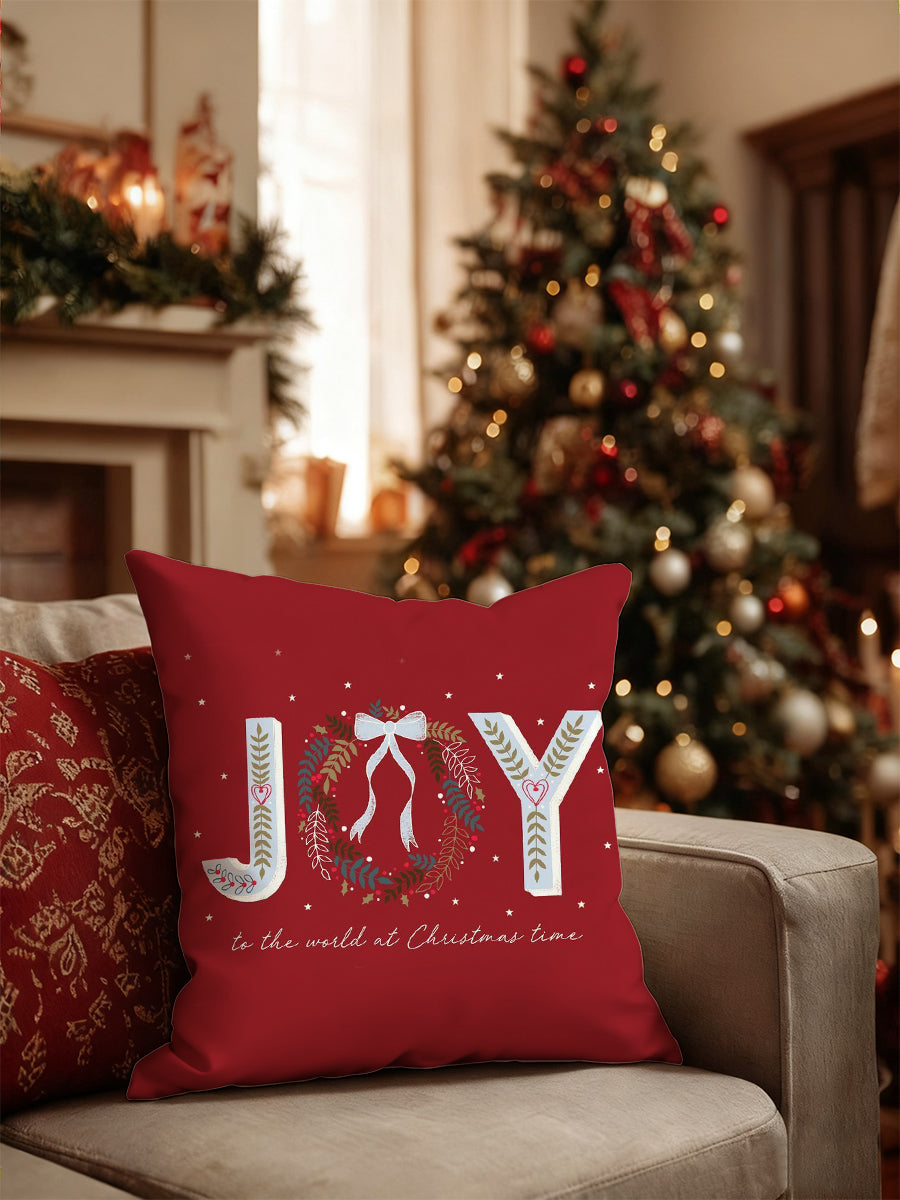 Coussin à imprimé guirlande "Joy" rouge