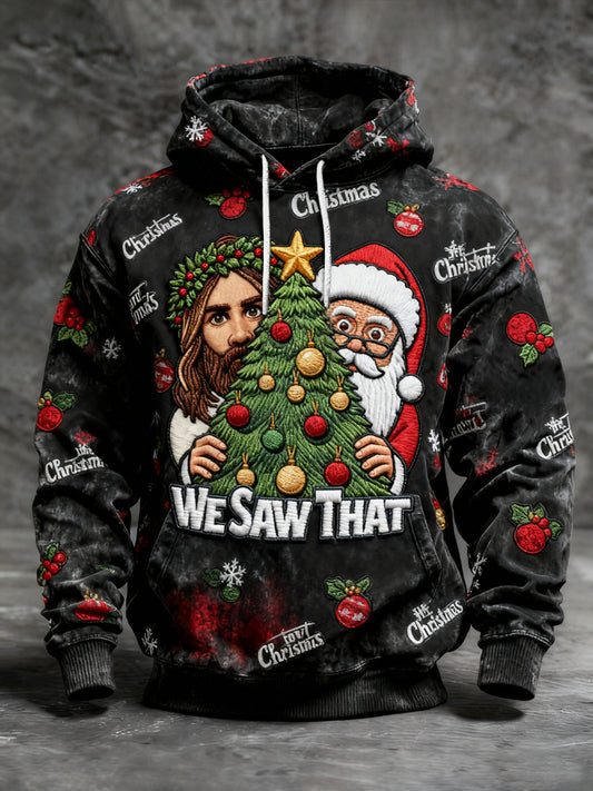 Sweat à Capuche Décontracté Jésus Père Noël Rétro