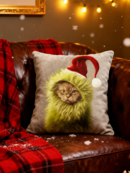 Oreiller de chapeau de père Noël chat amusant de Noël