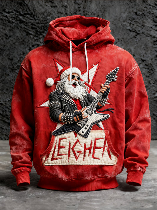 Rétro Noël Rock Santa Casual Hoodie