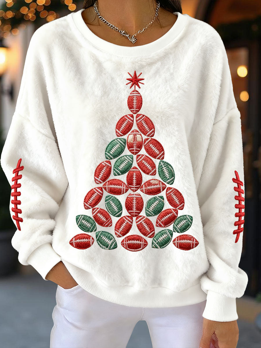 Sweatshirts de rugby en flanelle Sapin de Noël Femme