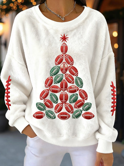 Sweatshirts de rugby en flanelle Sapin de Noël Femme