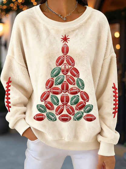 Sweatshirts de rugby en flanelle Sapin de Noël Femme