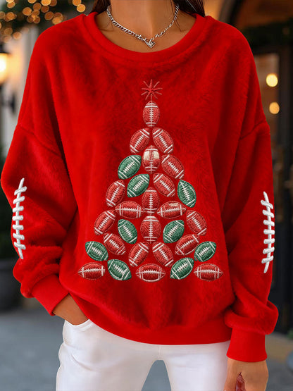 Sweatshirts de rugby en flanelle Sapin de Noël Femme