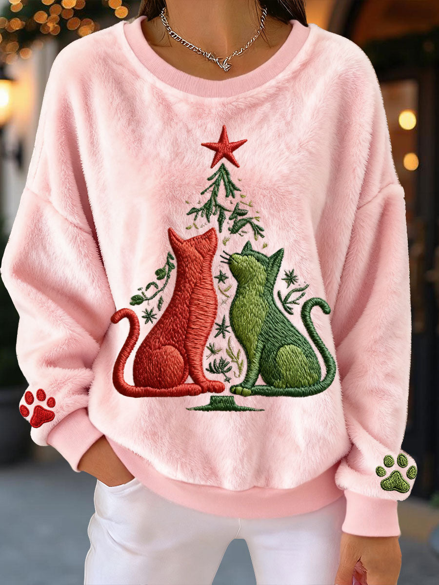 Sweatshirts en molleton pour femmes Arbre de Noël Chats